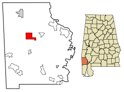 Location of Chatom in Washington County, Alabama.