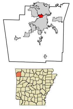 Location of Johnson in Washington County, Arkansas.