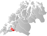 Kart som viser Gratangen kommune.