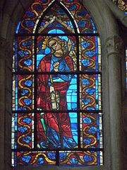 Synagoga, vitrail du transept nord, cathédrale de Châlons-en-Champagne, 2e moitié du XIIIe siècle