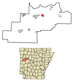 Location of Subiaco in Logan County, Arkansas.