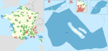 color map showing Regional natural parks of France