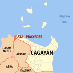 Mapa ng Cagayan na nagpapakita sa lokasyon ng Santa Praxedes.