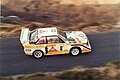 L'Audi Quattro S1 de 1986 conduite par Mikkola, lors du Rallye Monte-Carlo.