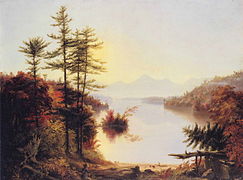 Thomas Cole, Widok na jezioro Winnipiseogee, 1828