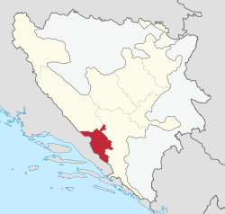 Location of the West Herzegovina County