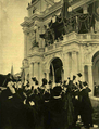 Image 18A visit of Austro-Hungarian emperor Franz Joseph to Zagreb in 1895, where he officially opened the Croatian National Theatre building. (from History of Croatia)