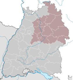 Map of Baden-Württemberg highlighting Stuttgart