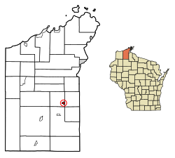 Location of Mason in Bayfield County, Wisconsin.