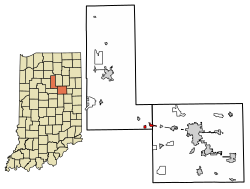 Location in Grant and Miami counties, Indiana