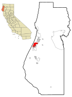 Eureka shown within Humboldt County in the State of California