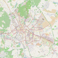 Mapa konturowa Charkowa, blisko centrum na lewo znajduje się punkt z opisem „Synagoga Bejt-Menachem”