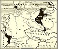 Historical map of territorial losses (the areas in black) of Germany after the 1919 Treaty of Versailles