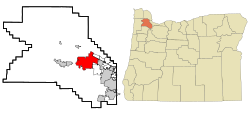 Location of Hillsboro in the state of Oregon