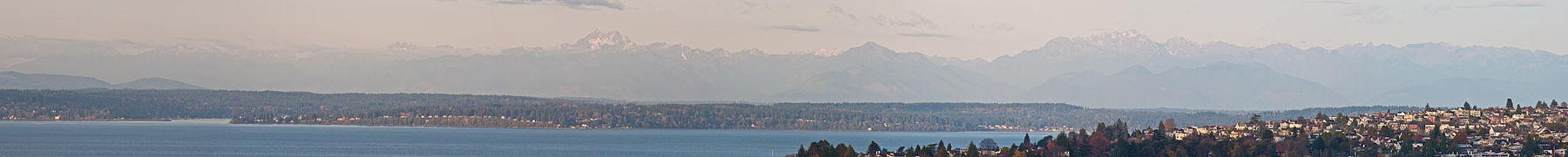 Panorama of the Olympic Mountain Range as seen from Queen Anne Hill.