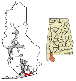 Location of Orange Beach in Baldwin County, Alabama.