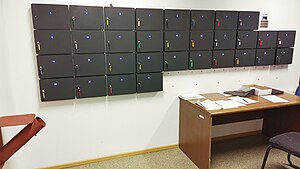 Gun safes for visitors at a courthouse in Prague