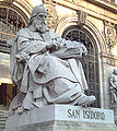 Statue at the access staircase of the National Library of Spain (Madrid).