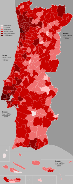 Mapa obcí s potvrzenými případy onemocnění (k 19. říjnu 2020)