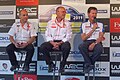 Interviste di fine gara, da destra Malcolm Wilson (M-Sport), Olivier Quesnel (Citroën) e Ken Rees