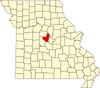 Map of Missouri highlighting Moniteau County