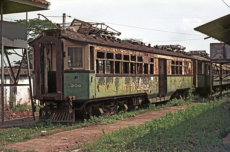 File:Electric railcar, railway workshops; Jakarta; Indonesia August 1972 (53333494850).jpg