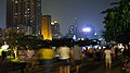 Hesi Road becomes lively at night.