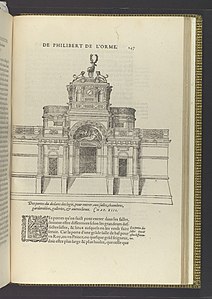 Návrh vstupního portálu, publikovaný v Le Premier Tome de l'Architecture Philibert de L'Orme (1567)