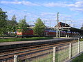 Deutsch: Bahnhof Titisee im Hochschwarzwald bei Einfahrt der Dreiseenbahn