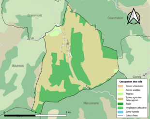 Carte en couleurs présentant l'occupation des sols.