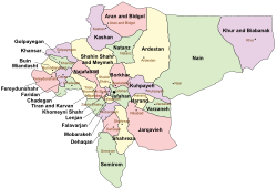 Location of Isfahan County in Isfahan province (center, green)