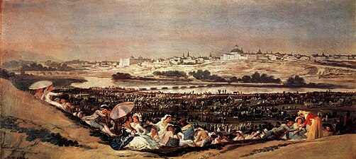 Cuadro de "La pradera de San Isidro" de Francisco de Goya en 1788, con la basílica al fondo.