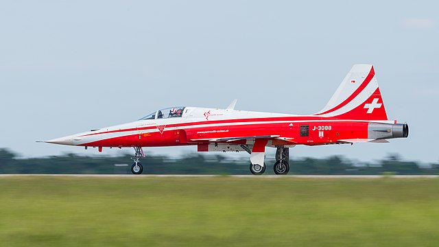 Swiss Air Force/Patrouille Suisse Northrop F-5E Tiger II display team at ILA Berlin Air Show 2016.