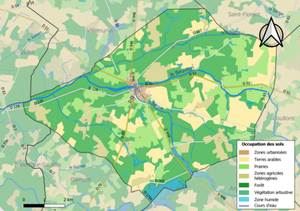 Carte des infrastructures et de l'occupation des sols de la commune en 2018 (CLC).