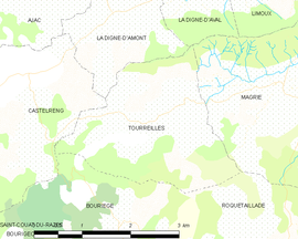 Mapa obce Tourreilles