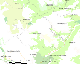 Mapa obce Peyrusse