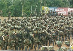 Guerrilleros de las FARC en formación