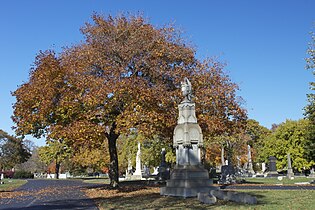 Vue depuis une allée du cimetière.