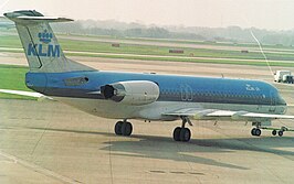 Fokker 100 van KLM UK op de luchthaven van Manchester