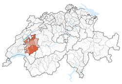 Map of the Canton of Fribourg