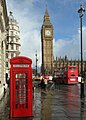 Image 9Three cultural icons of London: a K2 red telephone box, Big Ben and a red double-decker bus (from Culture of London)