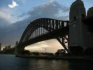 Sydney Harbour Bridge in the late afternoon viewed from Kirribilli