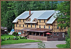 Track-facing side of the Izaak Walton Inn