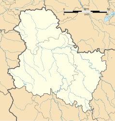 Mapa konturowa Yonne, w centrum znajduje się punkt z opisem „Laroche-Saint-Cydroine”