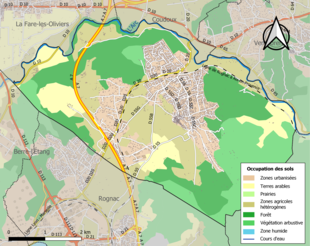 Carte en couleurs présentant l'occupation des sols.