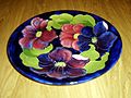 Moorcroft shallow dish, in 'Clematis' design.