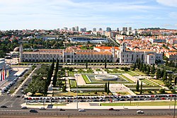 View of the Praça do Império in front of the Monastery of the Jeronimos