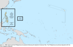 Map of the change to the United States in the Pacific Ocean on April 11, 1899