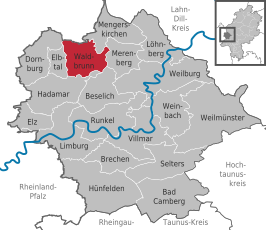 Kaart van Waldbrunn (Westerwald)