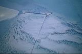 Modern anchovy weir in the Oosterschelde near Bergen op Zoom in the Netherlands (aerial view)